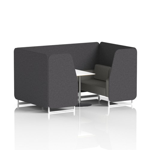 Brixworth 4 Seater Booth With White Legs And White Table With Silver Leg In X2 Fabric - Arithmetic Panels And Number Sofa