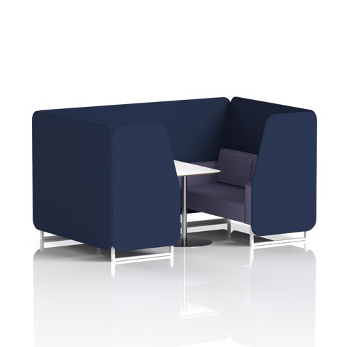 Brixworth 4 Seater Booth With White Legs And White Table With Silver Leg In Synergy Fabric - Alike Panels And Order Sofa