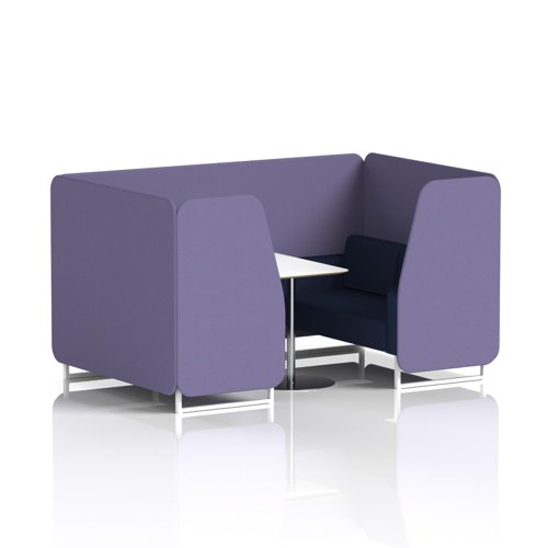 Brixworth 4 Seater Booth With White Legs And White Table With Silver Leg In Synergy Fabric - Order Panels And Alike Sofa