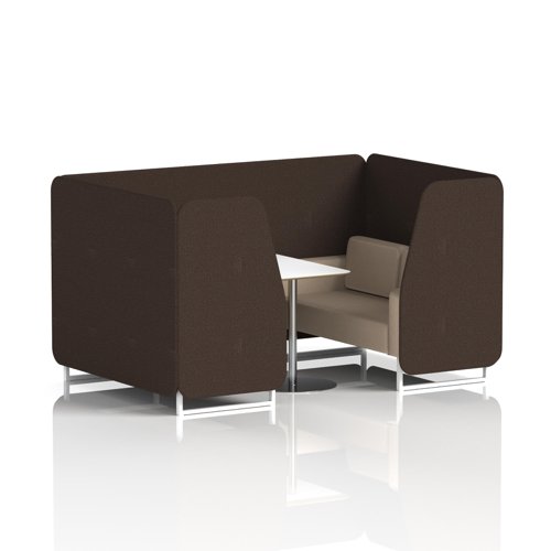 Brixworth 4 Seater Booth With White Legs And White Table With Silver Leg In Synergy Fabric - Wed Panels And Affix Sofa
