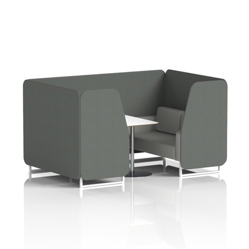 Brixworth 4 Seater Booth With White Legs And White Table With Silver Leg In Sumi Fabric - Kobe Panels And Tokyo Sofa