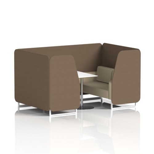 Brixworth 4 Seater Booth With White Legs And White Table With Silver Leg In Sumi Fabric - Osaka Panels And Zen Sofa
