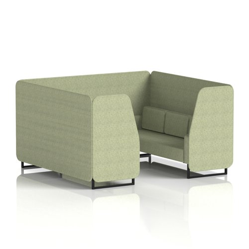 Brixworth 6 Seater Booth With Black Legs In Rivet Fabric - Burnish Panels And Sofa
