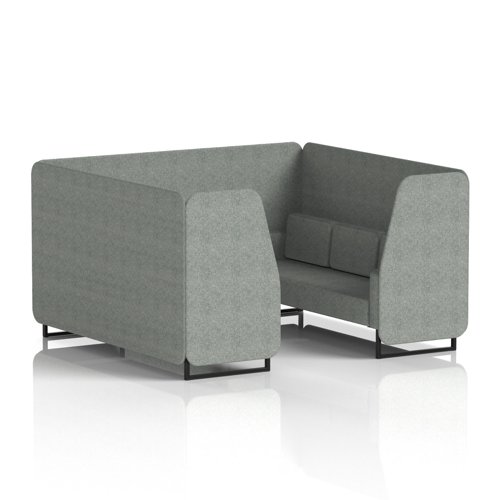 Brixworth 6 Seater Booth With Black Legs In Rivet Fabric - Prime Panels And Sofa