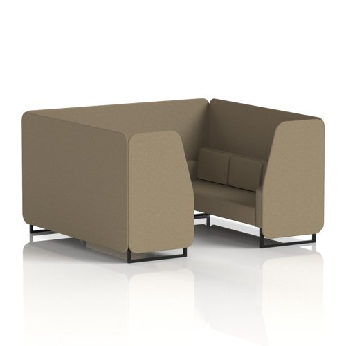 Brixworth 6 Seater Booth With Black Legs In Main Line Flax Fabric - Bank Panels And Sofa