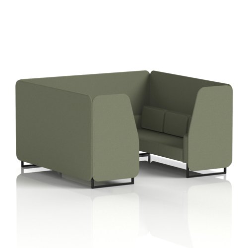 Brixworth 6 Seater Booth With Black Legs In Main Line Flax Fabric - Monument Panels And Sofa