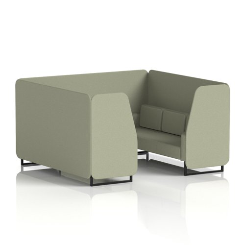 Brixworth 6 Seater Booth With Black Legs In Main Line Flax Fabric - Newbury Panels And Sofa