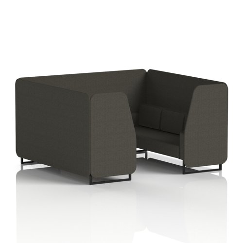 Brixworth 6 Seater Booth With Black Legs In Main Line Flax Fabric - Temple Panels And Sofa