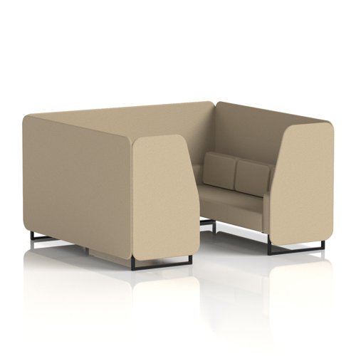 Brixworth 6 Seater Booth With Black Legs In Main Line Flax Fabric - Upminster Panels And Sofa
