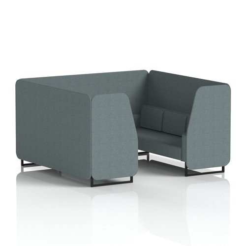 Brixworth 6 Seater Booth With Black Legs In Main Line Flax Fabric - Westminster Panels And Sofa
