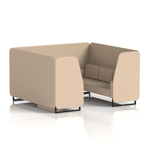 Brixworth 6 Seater Booth With Black Legs In Synergy Fabric - Affix Panels And Sofa
