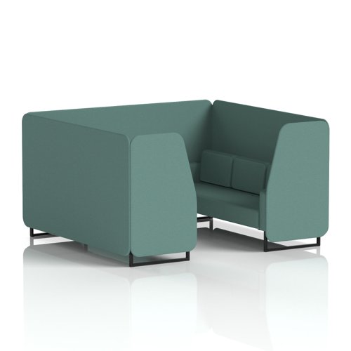 Brixworth 6 Seater Booth With Black Legs In Sumi Fabric - Handa Panels And Sofa
