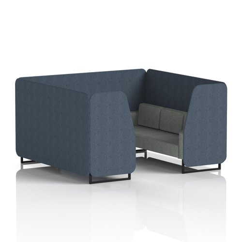 Brixworth 6 Seater Booth With Black Legs In Rivet Fabric - Crucible Panels And Prime Sofa
