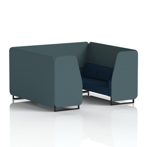 Brixworth 6 Seater Booth With Black Legs In X2 Fabric - Polygon Panels And Calculus Sofa