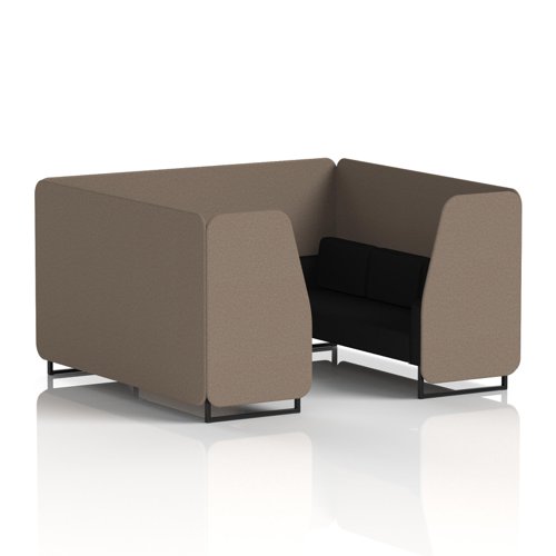 Brixworth 6 Seater Booth With Black Legs In X2 Fabric - Theory Panels And Diameter Sofa