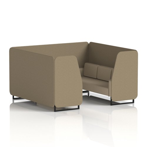 Brixworth 6 Seater Booth With Black Legs In Main Line Flax Fabric - Bank Panels And Upminster Sofa