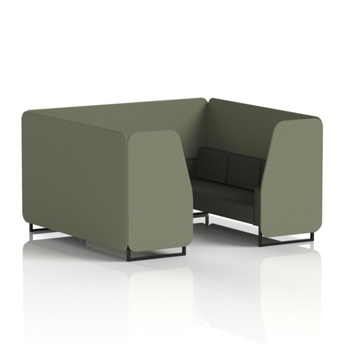 Brixworth 6 Seater Booth With Black Legs In Main Line Flax Fabric - Monument Panels And Temple Sofa