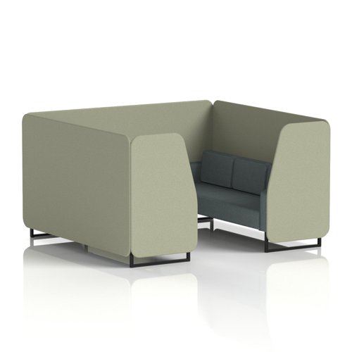 Brixworth 6 Seater Booth With Black Legs In Main Line Flax Fabric - Newbury Panels And Westminster Sofa