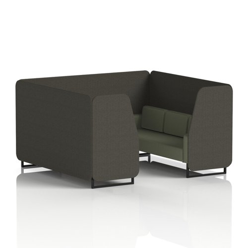 Brixworth 6 Seater Booth With Black Legs In Main Line Flax Fabric - Temple Panels And Monument Sofa