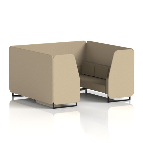 Brixworth 6 Seater Booth With Black Legs In Main Line Flax Fabric - Upminster Panels And Bank Sofa