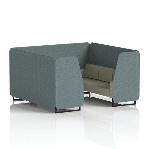 Brixworth 6 Seater Booth With Black Legs In Main Line Flax Fabric - Westminster Panels And Newbury Sofa