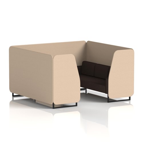 Brixworth 6 Seater Booth With Black Legs In Synergy Fabric - Affix Panels And Wed Sofa