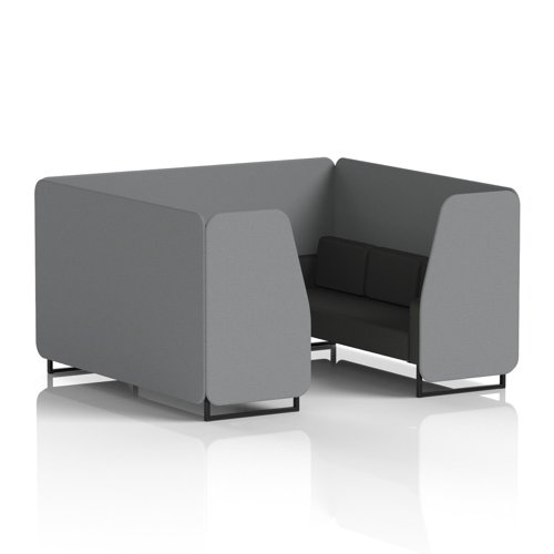 Brixworth 6 Seater Booth With Black Legs In Synergy Fabric - Partner Panels And Mix Sofa