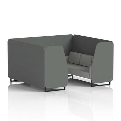 Brixworth 6 Seater Booth With Black Legs In Sumi Fabric - Kobe Panels And Tokyo Sofa