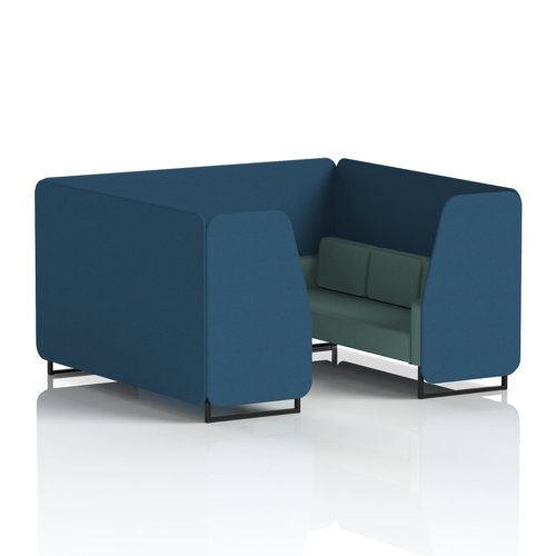 Brixworth 6 Seater Booth With Black Legs In Sumi Fabric - Uto Panels And Handa Sofa