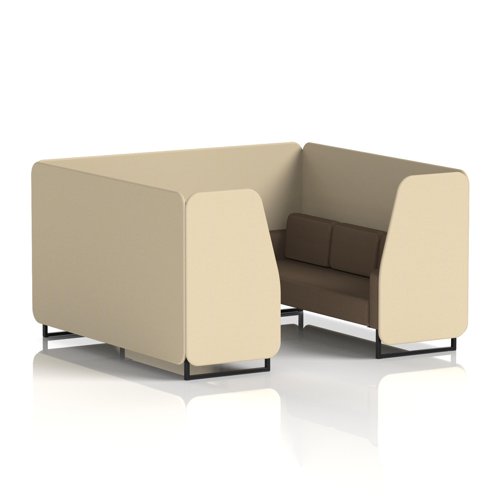 Brixworth 6 Seater Booth With Black Legs In Sumi Fabric - Zen Panels And Osaka Sofa