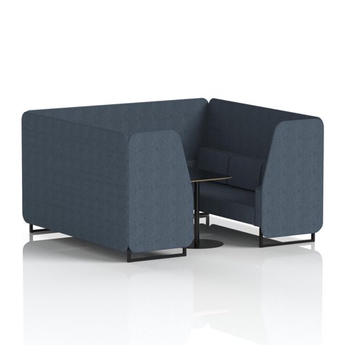 Brixworth 6 Seater Booth With Black Legs And Black Table With Black Leg In Rivet Fabric - Crucible Panels And Sofa