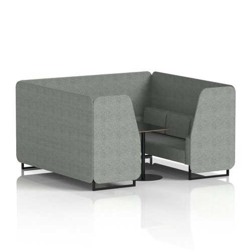 Brixworth 6 Seater Booth With Black Legs And Black Table With Black Leg In Rivet Fabric - Prime Panels And Sofa
