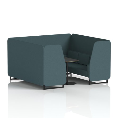 Brixworth 6 Seater Booth With Black Legs And Black Table With Black Leg In X2 Fabric - Polygon Panels And Sofa