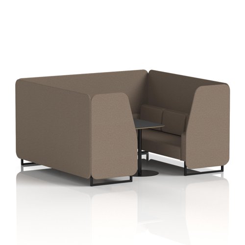 Brixworth 6 Seater Booth With Black Legs And Black Table With Black Leg In X2 Fabric - Theory Panels And Sofa