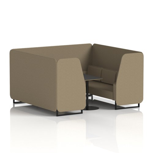 Brixworth 6 Seater Booth With Black Legs And Black Table With Black Leg In Main Line Flax Fabric - Bank Panels And Sofa