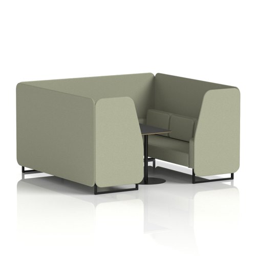 Brixworth 6 Seater Booth With Black Legs And Black Table With Black Leg In Main Line Flax Fabric - Newbury Panels And Sofa