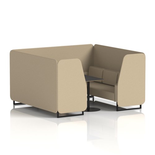 Brixworth 6 Seater Booth With Black Legs And Black Table With Black Leg In Main Line Flax Fabric - Upminster Panels And Sofa