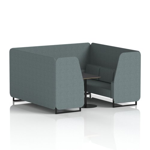 Brixworth 6 Seater Booth With Black Legs And Black Table With Black Leg In Main Line Flax Fabric - Westminster Panels And Sofa