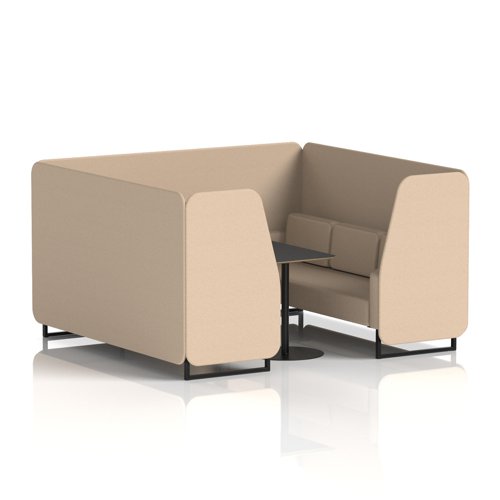 Brixworth 6 Seater Booth With Black Legs And Black Table With Black Leg In Synergy Fabric - Affix Panels And Sofa