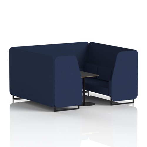 Brixworth 6 Seater Booth With Black Legs And Black Table With Black Leg In Synergy Fabric - Alike Panels And Sofa