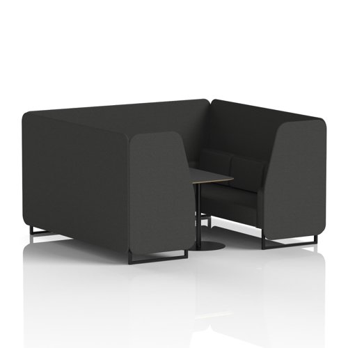 Brixworth 6 Seater Booth With Black Legs And Black Table With Black Leg In Synergy Fabric - Mix Panels And Sofa