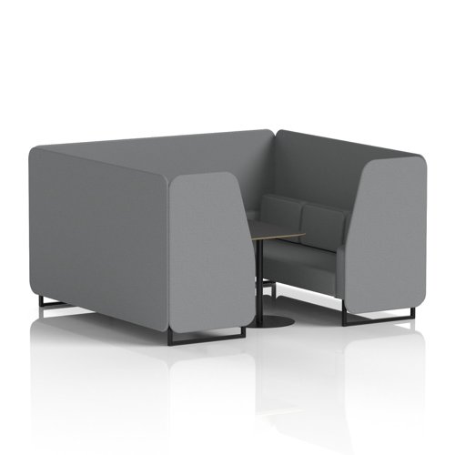 Brixworth 6 Seater Booth With Black Legs And Black Table With Black Leg In Synergy Fabric - Partner Panels And Sofa
