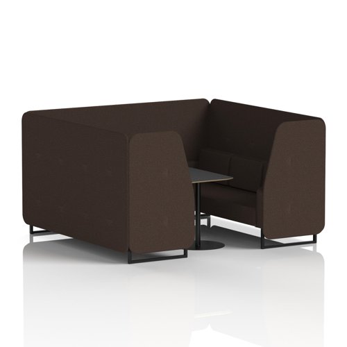Brixworth 6 Seater Booth With Black Legs And Black Table With Black Leg In Synergy Fabric - Wed Panels And Sofa