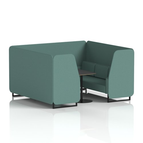 Brixworth 6 Seater Booth With Black Legs And Black Table With Black Leg In Sumi Fabric - Handa Panels And Sofa