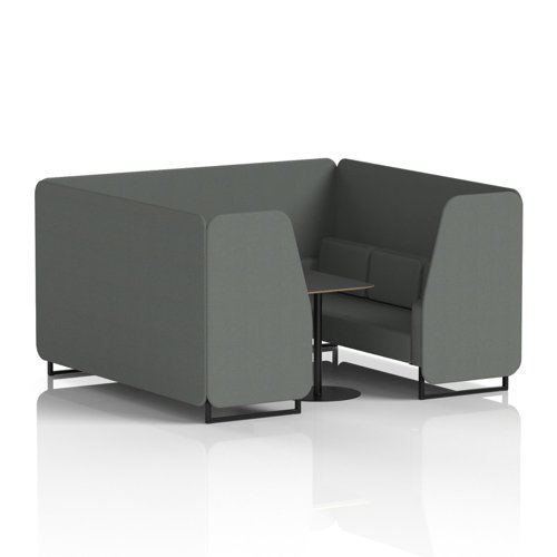 Brixworth 6 Seater Booth With Black Legs And Black Table With Black Leg In Sumi Fabric - Kobe Panels And Sofa