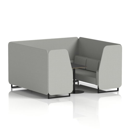Brixworth 6 Seater Booth With Black Legs And Black Table With Black Leg In Sumi Fabric - Tokyo Panels And Sofa