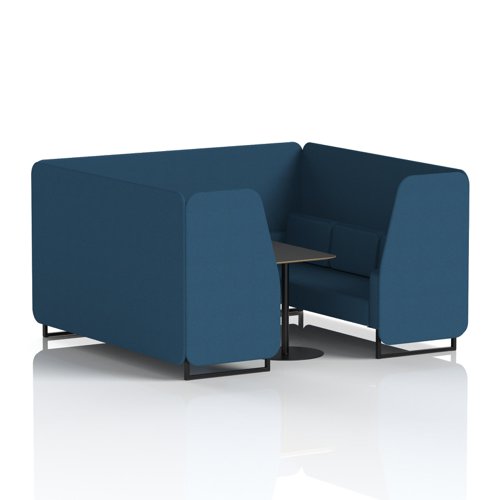 Brixworth 6 Seater Booth With Black Legs And Black Table With Black Leg In Sumi Fabric - Uto Panels And Sofa