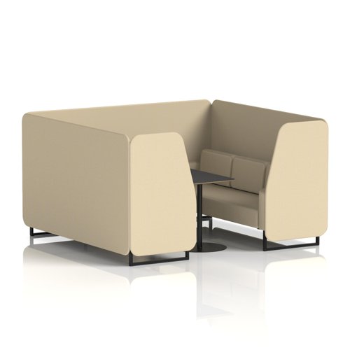 Brixworth 6 Seater Booth With Black Legs And Black Table With Black Leg In Sumi Fabric - Zen Panels And Sofa