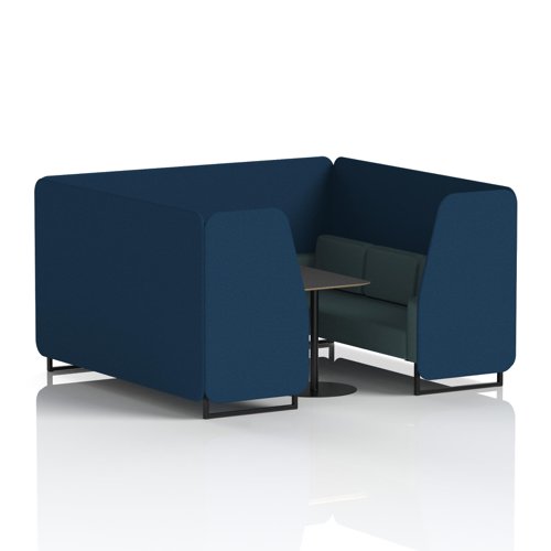 Brixworth 6 Seater Booth With Black Legs And Black Table With Black Leg In X2 Fabric - Calculus Panels And Polygon Sofa