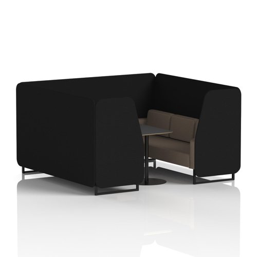 Brixworth 6 Seater Booth With Black Legs And Black Table With Black Leg In X2 Fabric - Diameter Panels And Theory Sofa